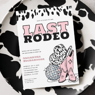 Invitación Vaquera Rosa Moderna Último Rodeo Fiesta de Desped