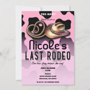 Invitación Vaquera Rosa y Negra Último Rodeo de Soltera 