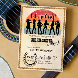 Invitación Vaqueras dejemos ir a chicas vintage rústico de fi