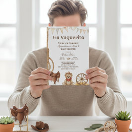 Invitación Vaquerito en Camino Spanish cowboy baby shower