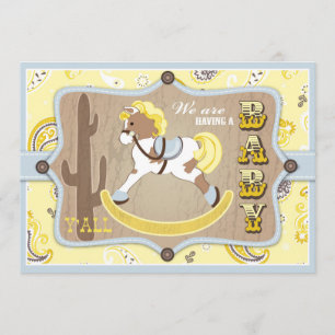 Invitación Vaquero Baby Shower del caballo mecedora de la