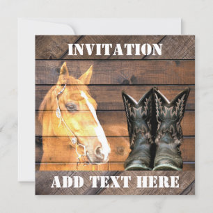 Invitación Vaquero de Caballo bota a la Junta Rusa del Barrio