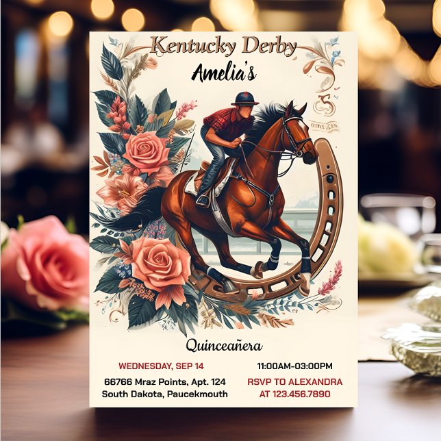 Invitación Vaquero de caballo de tono derby Fiesta Quinceaner (Subido por el creador)