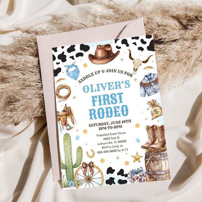 Invitación Vaquero de Rodeo Occidental Primer Rodeo Cumpleaño (Subido por el creador)