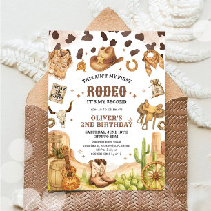 Invitación Vaquero de Rodeo Occidental Segundo Cumpleaños 2do