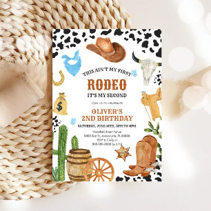 Invitación Vaquero de Rodeo Occidental Segundo Cumpleaños Rod