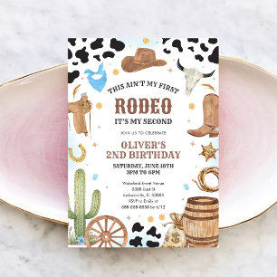 Invitación Vaquero de Rodeo Occidental Segundo Cumpleaños Rod