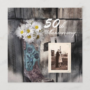 Invitación vaquero del país occidental 50 aniversario del bod