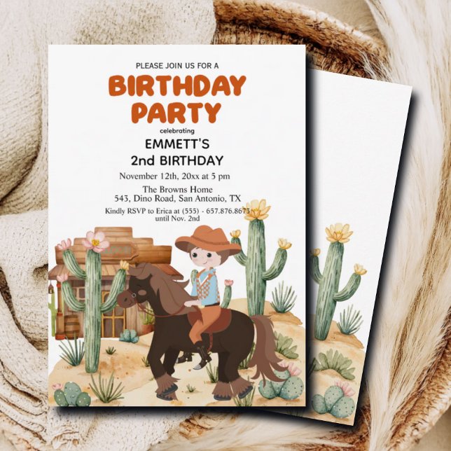 Invitación Vaquero en el Fiesta del segundo cumpleaños de cab (Subido por el creador)