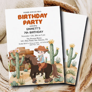 Invitación Vaquero en la fiesta de cumpleaños 7 de caballo