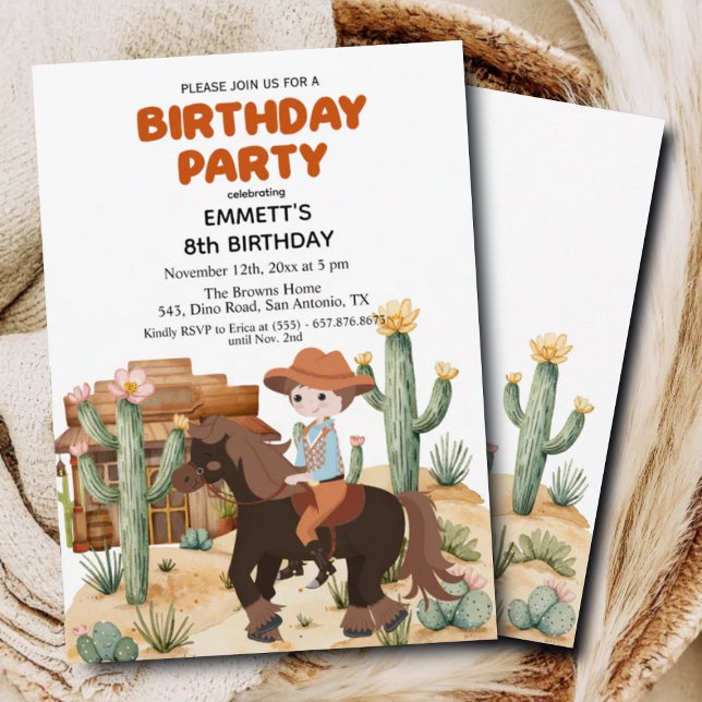 Invitación Vaquero en la fiesta de cumpleaños 8 de caballo (Subido por el creador)