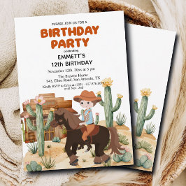 Invitación Vaquero en la fiesta de cumpleaños número 12 de Ca