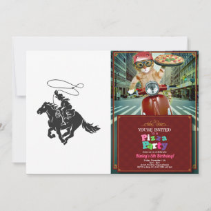 Invitación Vaquero en un caballo balancín corriendo con lazo