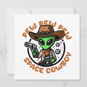 Invitación Vaquero Espacial Alien Divertido