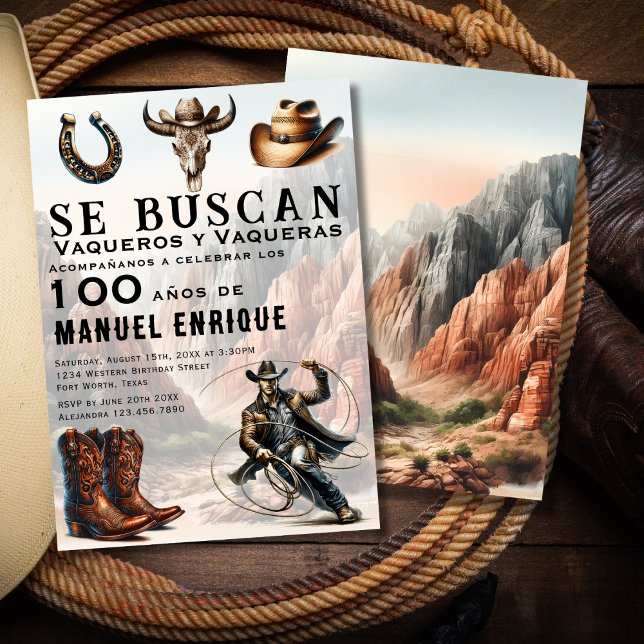 Invitación Vaquero Español Gorra de Vaquero Occidental 100 cu (Subido por el creador)