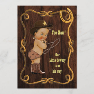 Invitación Vaquero étnico ligero Baby Shower rústico