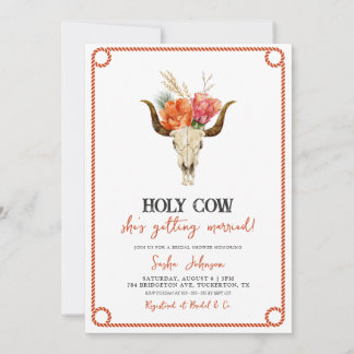Invitación Vaquero Floral de vaca sagrada Boots Ducha de novi