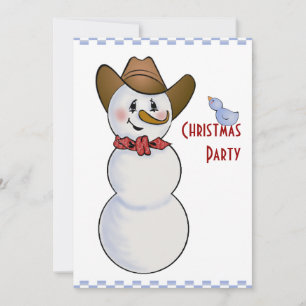 Invitación Vaquero hombre de nieve en Banda Roja