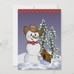 Invitación Vaquero hombre de nieve en Banda Roja