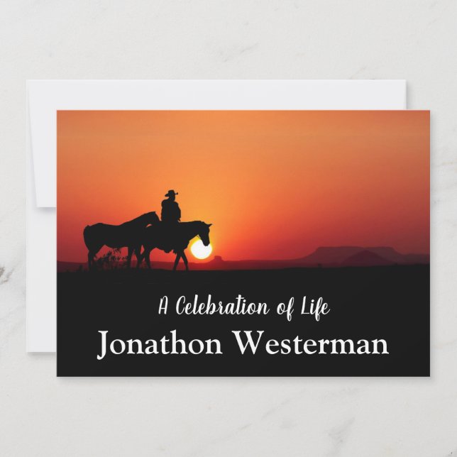 Invitación Vaquero monta caballo en la celebración de la vida (Anverso)