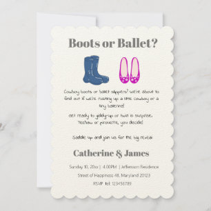 Invitación Vaquero niño o Chica bota revelación de género bal