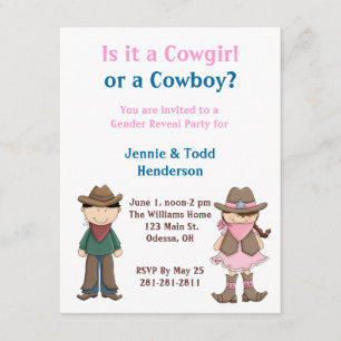 Invitación ¿Vaquero o Cowgirl?Invitación a fiesta de Revelaci