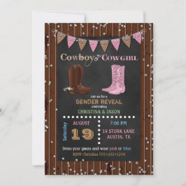 Invitación Vaquero o Vaquera de Pizarra Revelación de Género 