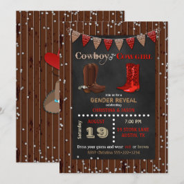 Invitación Vaquero o Vaquera Revelación de Género Rojo Marrón