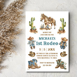 Invitación vaquero occidental primer niño rodeo primer cumple