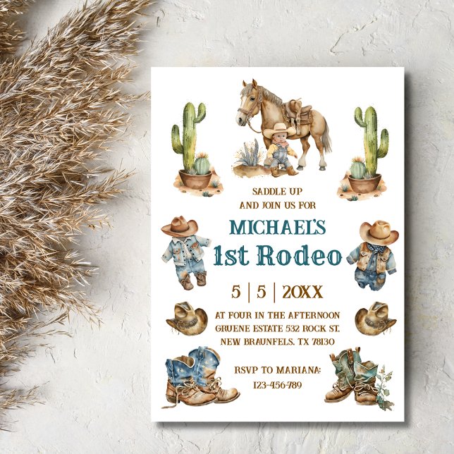 Invitación vaquero occidental primer niño rodeo primer cumple (Subido por el creador)