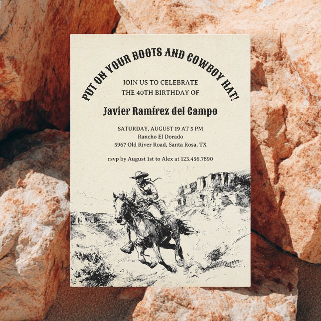 Invitación Vaquero occidental Vaquero Wild West Horse Cumplea (Subido por el creador)