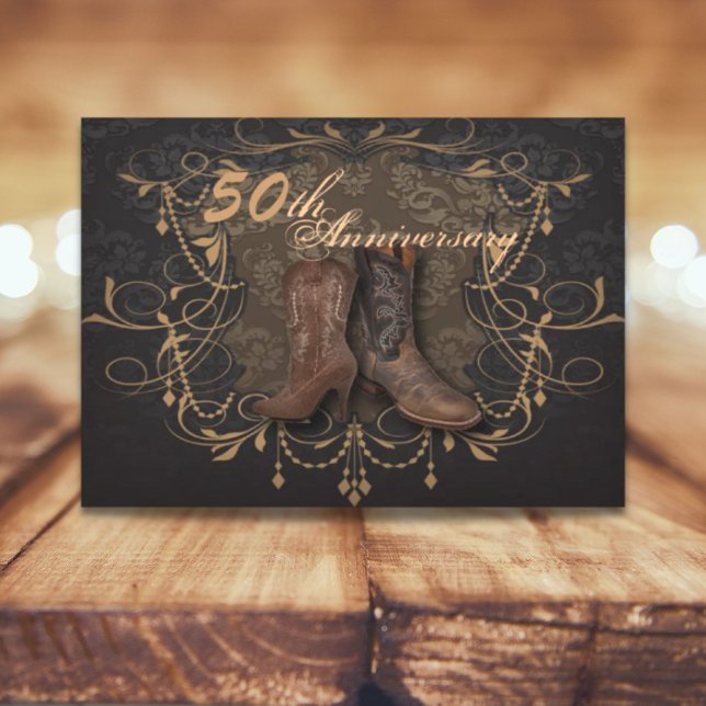 Invitación vaquero país occidental 50 aniversario del boda (cowboy western country 50th wedding anniversary invitation)