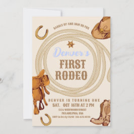 Invitación Vaquero Primer Día del Rodeo Invitan a Género Neut