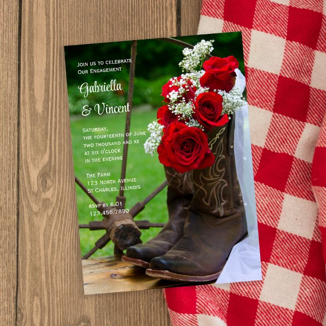 Invitación Vaquero ruso Rosa bota partido de compromiso occid (Subido por el creador)