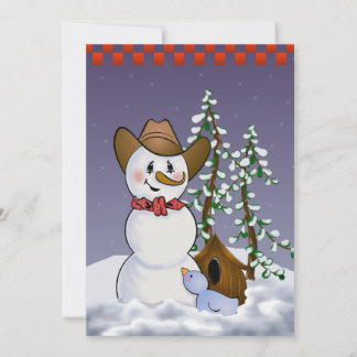 Invitación Vaquero Snowman Fiesta de Año Nuevo