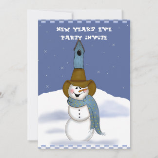 Invitación Vaquero Snowman Fiesta de Año Nuevo