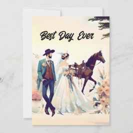 Invitación Vaquero, Vaquera, Mejor Día del Caballo Boda de la