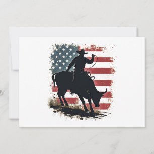 Invitación Vaqueros de toros de Cowboy Rider Patriótico Bande