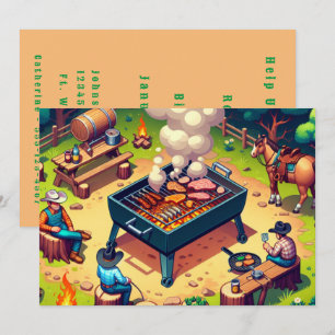 Invitación Vaqueros del Oeste Cocina a la parrilla Personaliz