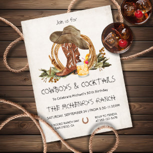 Invitación Vaqueros Rústicos y Fiesta de Cócteles