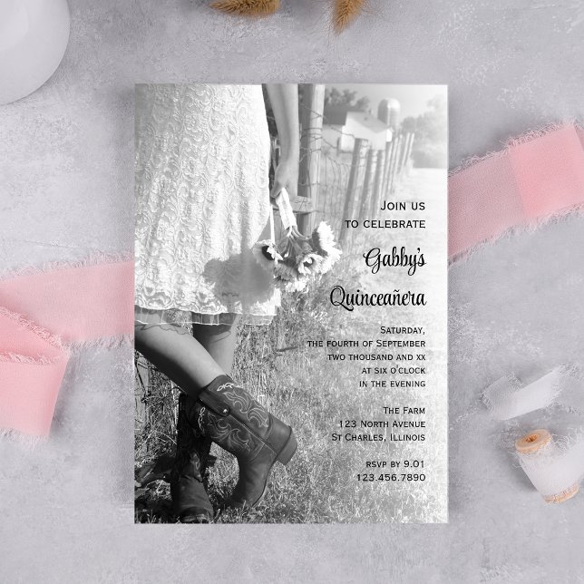 Invitación Vaqueros y girasoles País Quinceañera Occidental (Subido por el creador)