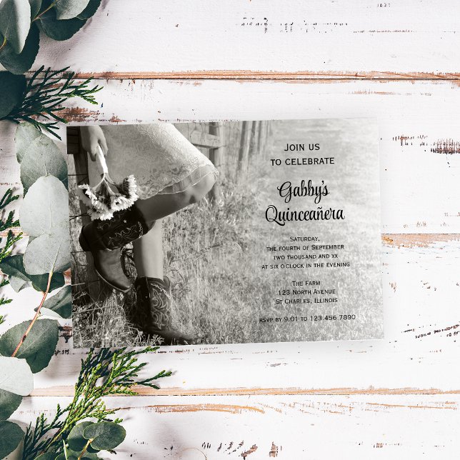Invitación Vaqueros y girasoles País Quinceañera Occidental (Subido por el creador)