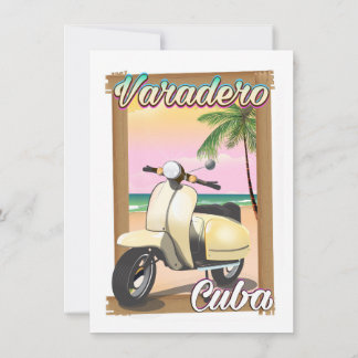 Invitación Varadero poster de motociclistas de época cubana