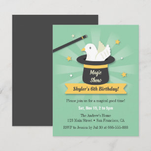 Invitación Varita Mágica y Cumpleaños de Niños Mago con Palom