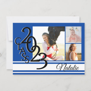Invitación Varsity Blue 2023 Graduación Tri Photo