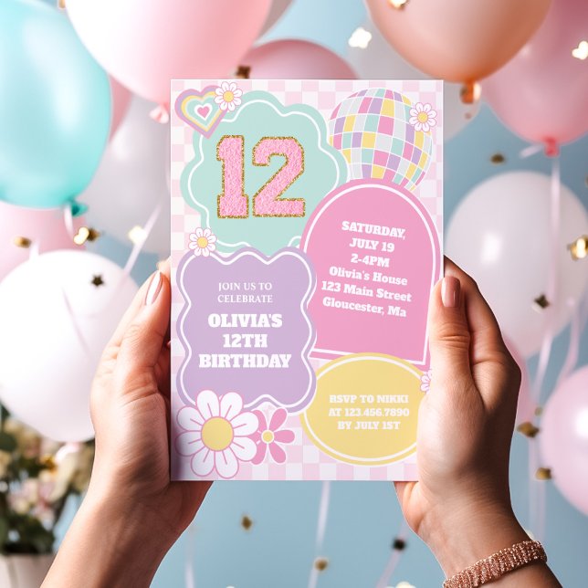 Invitación Varsity perrito parche pastel 12 cumpleaños (Subido por el creador)