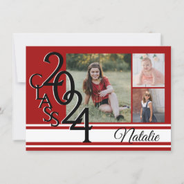 Invitación Varsity Red 2024 Graduación Tri Photo