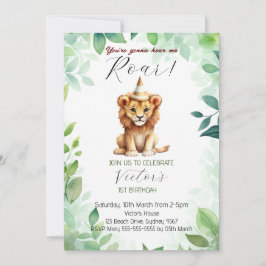 Invitación Vas a oírme rugir el primer cumpleaños