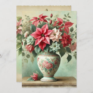Invitación Vasa de acuarela de época imprimible de Poinsettia