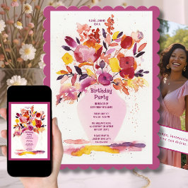 Invitación Vasa de las flores de color de agua invitadas a la